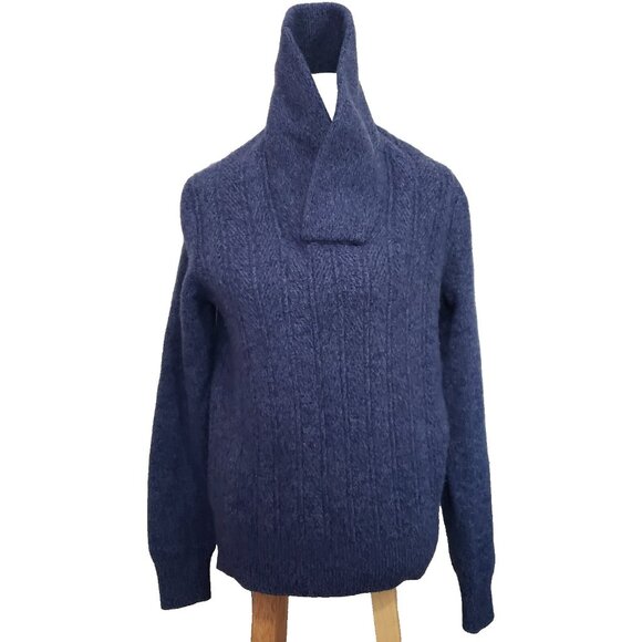 Banana Republic Sweater Size MED Blue Lambs Wool Blend Knit High Neck - Picture 1 of 9